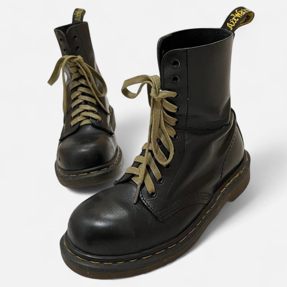 Vintage Made In England Dr. Martens Steel Toe 10 Eye Boots | Genuine Leather
